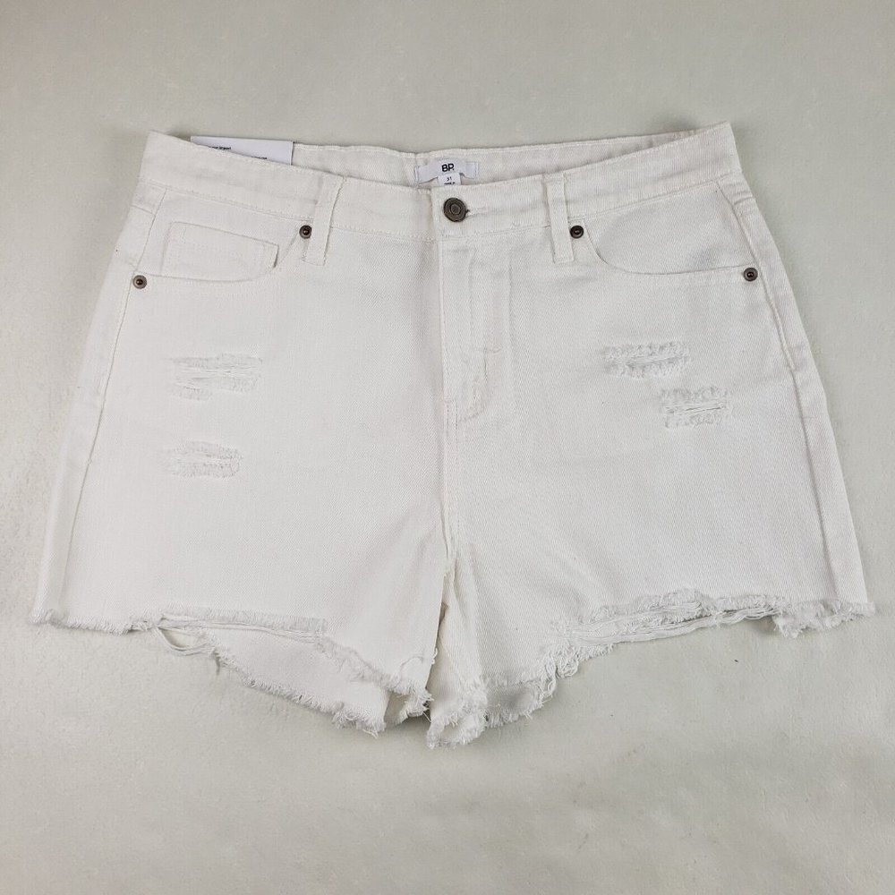 BP High Rise Distressed Jean Shorts White Womens 31 Nordstrom Denim Frayed Hem